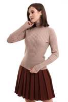 Suéter de Punto de Manga Larga para Mujer, Cuello Alto, Estilo Informal para Oficina, Suéter de Punto Cómodo, Venta al por Mayor