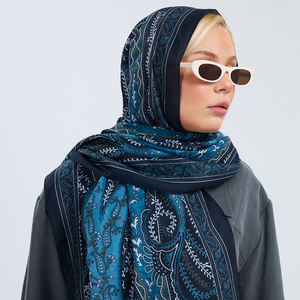 Élégant châle pashmina à motif botanique paisley oriental et vert sarcelle, toucher doux, sensation coton, léger, pour femme, toutes saisons - Product Image 1