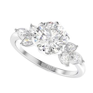 Round Cut Diamond Cluster <b>Set</b> Engagement <b>Ring</b> <b>For</b> <b>Women</b> - Product Image 6