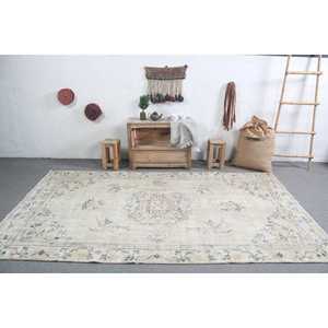 พรมวินเทจขนาด 5.4x9.4 ฟุต ลายต้นไม้และพืชสีขาว พรมขนแกะตุรกี - Product Image 3