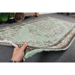 Tapis vintage vert beige 5,3x8,7 pieds Tapis turcs - Product Image 5
