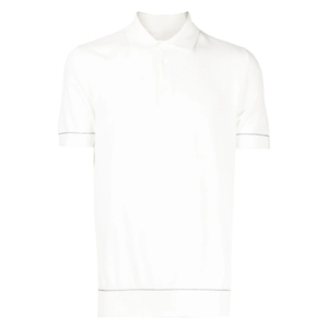 Polo informal de manga corta de verano para hombre, algodón 100% contrastante con borde, transpirable y cómodo - Product Image 1