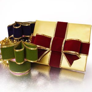 Elegance Velvet Flocked <b>Ribbon</b> Roll Luxury Floral Organza & Metallic Polyester for Wedding & Christmas Gift Wrapping - Product Image 1