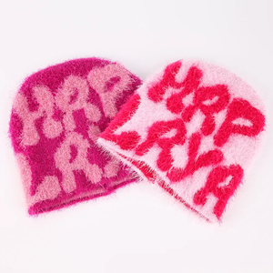 Gorro de punto jacquard de algodón unisex de invierno, gorro de mohair personalizado de fabricante, gorros de invierno de punto de alta calidad acrílicos - Product Image 3