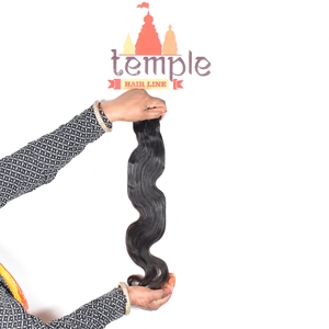 Venta al por mayor 100% Extensiones de Cabello Humano Virgen de Templo Indio Doble Trama Onda Natural Ninguno Procesamiento Químico Color Negro Natural - Product Image 2
