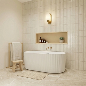 Baignoire ovale autoportante au design moderne et élégant FW-3307-59 - Baignoire en acrylique durable pour salle de bain - Product Image 2