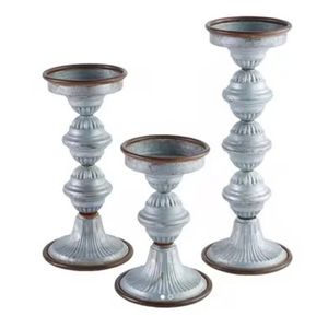 Juego de 3 piezas de soporte galvanizado para velas, tarro de vela galvanizado de Metal de alta calidad para uso en decoración del hogar - Product Image 1