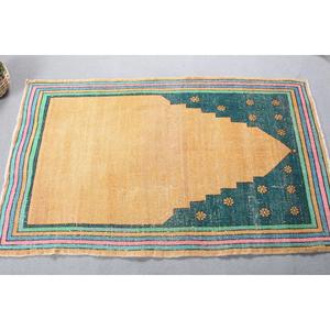 3x5 ft Vintage Turkish Rug, Small Rug, <b>Yellow</b> Camouflage Rug - Product Image 4