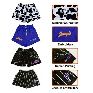 Pantalones cortos de malla de baloncesto de alta calidad para hombre, ropa de calle informal de 5 pulgadas, pantalones cortos de talla grande con patrón personalizado, envío DDP - Product Image 4