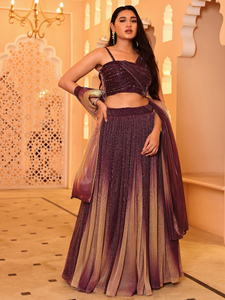 Ensemble glamour Shaded Lehenga avec chemisier à paillettes et Dupatta fluide - Product Image 5