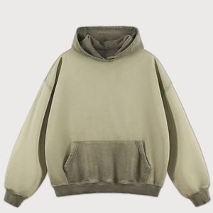 Sudadera con Capucha Holgada de Felpa 100% Algodón para Hombre, Estilo Casual Deportivo para Otoño e Invierno, con Patrón Liso y Técnicas de Lavado - Product Image 1