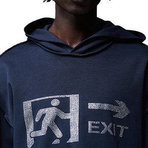 เสื้อฮู้ดของผู้ชายผ้าคอตตอนผ้าเฟรนช์เทอร์รี่เสื้อครอปสำหรับใส่แนวสตรีททรงหลวมประดับพลอยเทียมสำหรับใส่โลโก้ตามสั่ง - Product Image 3