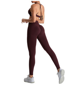 Conjunto de yoga transpirable Material sólido duradero con patrón a cuadros Gimnasio Fitness Ropa deportiva para entrenamiento y ropa de gimnasio - Product Image 1