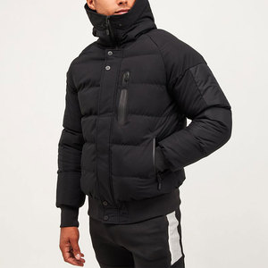 Chaqueta Acolchada de Lona para Hombre OEM 2023, Manga Larga, Cuello Alto, Cortavientos, con Capucha Ajustable con Cremallera, Logotipo Personalizado de Invierno - Product Image 3