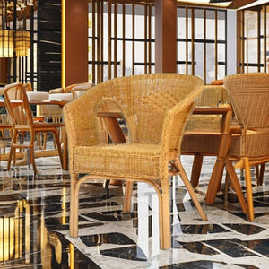 Sillón Moderno Fabion Hecho a Mano con Ratán Natural, Silla Mecedora para Comedor/Salón, Muebles para Restaurante, Entrada, Uso Comercial y Exterior - Product Image 3