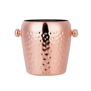 Metal Hammered Ice Bucket Drink Cooler Isolado Double Sided alças Aço Inoxidável Galvanoplastia Bebida Banheira para Festas