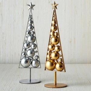 Objetos de árbol de Navidad galvanizados sin óxido de tendencia TCD con base de madera Artículos de mesa decorativos Acentos de árbol de metal a los mejores precios - Product Image 5