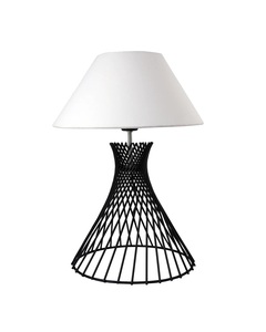 Iron Wire Pillar White Fabric Shade Top Modern Lamp <b>Black</b> Powder Coated Decorative Living Room Lamps Elegant Lamps Decoration - Product Image 4