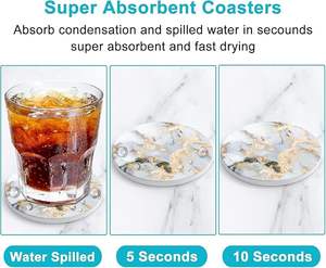 Ensemble de 4 sous-verres en bois de résine écologiques, design moderne multi-formes poli, personnalisé pour bar, cuisine, maison, fête de pendaison de crémaillère, anniversaire - Product Image 3