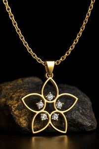 Collier minimaliste en argent sterling 925 plaqué or, fait à la main, avec pendentif en forme de fleur chrétienne, CZ, design floral délicat, pétales - Product Image 6