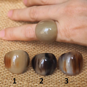 Bague en corne de buffle polie, bijoux pour fête, mariage, anniversaire, vente chaude, couleur corne naturelle - Product Image 1