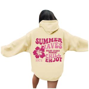 Sudadera holgada con capucha personalizada de 100% algodón para mujer, sudadera con estampado de hombros caídos, jersey de calle de gran tamaño con diseño personalizado - Product Image 2