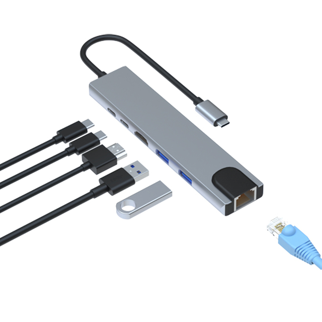 Portable 6-in-1 USB-C Hub 4K HDTV RJ45 Ethernet Lan Multi-port Adapter for Nintendo Switch in Stock
