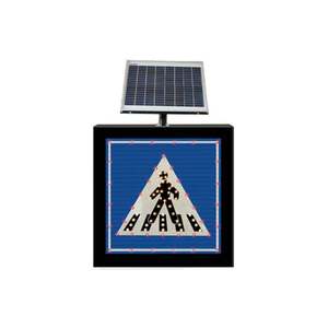 Señal de Cruce Peatonal B-14A con Energía Solar, 650 x 650 x 100 mm, Luz de Advertencia de Tráfico de Aluminio para Seguridad Vial - Product Image 1