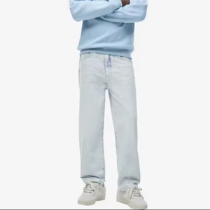 กางเกงยีนส์ทรงหลวมสีฟ้าอ่อนสำหรับผู้ชายกางเกงยีนส์เดนิมผ้าฝ้ายโอเวอร์ไซส์สำหรับ100% - Product Image 1