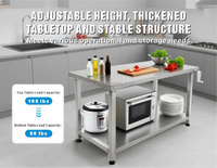 Table de travail ergonomique réglable en hauteur en acier inoxydable pour cuisine professionnelle, table de préparation pour restaurant