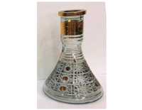 Vase en verre cristal égyptien Farida de luxe, givré, gravé en profondeur, style bohème, finition or 24 carats, mini chicha, vente en gros