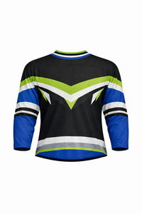 Jersey de Hockey sobre Hielo para Hombre, Rojo y Negro a Rayas, Manga Tres Cuartos, Malla Transpirable, Cuello en V, Personalizado por Sublimación - Product Image 3