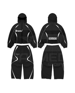 Tracksuit 100% Nylon <b>Trouser</b> and Hood Jacket DTF Logo Water Proof Panels <b>Work</b> Windbreaker Tracksuit For <b>Men's</b> - Product Image 4