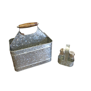 Juego de 2 Saleros y Pimenteros de Estaño Galvanizado con Porta Servilletas, Juego de Saleros y Pimenteros de Estaño de Tamaño Personalizado de la India - Product Image 3