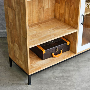 Armoire de salle à manger moderne 100x40x92cm en bois d'hévéa avec pieds en fer TPA008 Meubles - Product Image 6