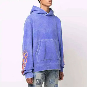 Sweat-shirt à capuche en coton lourd personnalisé, style streetwear, imprimé graphique, vintage, délavé à l'acide, pour homme - Product Image 4