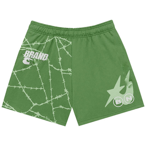 Shorts de malla para mujer, 150 GSM, poliéster transpirable premium, diseño gráfico morado con panel, sublimación, logotipo personalizado, shorts para mujer - Product Image 3