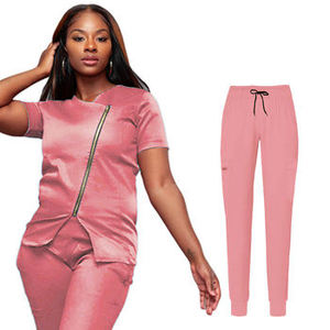 Uniforme Médico de Punto con Cuello de Cremallera, Cómodo y a la Moda, Uniforme de Hospital para Mujer, Conjunto de Uniforme Médico de Manga Corta - Product Image 6