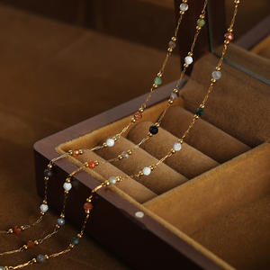 Ensemble de bijoux pour tous les jours, bracelet et collier en acier inoxydable, pierre naturelle, plaqué or - Product Image 3