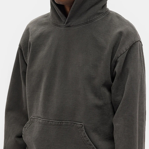 Sweat à capuche zippé en coton 100% de qualité supérieure, personnalisé, délavé à l'acide, uni, coupe ample, écologique, respirant - Product Image 5