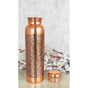 Elegant <b>Copper</b> <b>Water</b> <b>Bottle</b> with Screw Cap Handcrafted Ayurvedic Drinkware for Detox and Rehydration Available for Export Price - Product Image 4