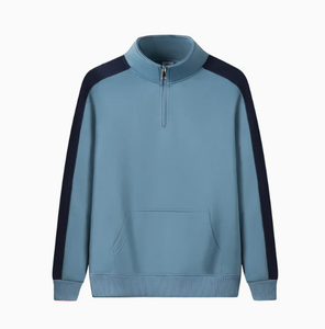 Sudaderas con capucha de media cremallera de fábrica personalizadas, sudaderas con cremallera de cuello simulado para hombre, sudaderas de algodón de alta calidad OEM ODM - Product Image 2