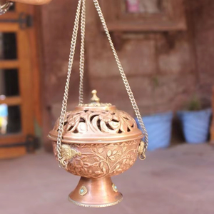 Elegant Vintage Brass Incense <b>Burner</b> With Carved Design Perfect For Peaceful Prayer Meditation And Relaxation At Home - Product Image 1