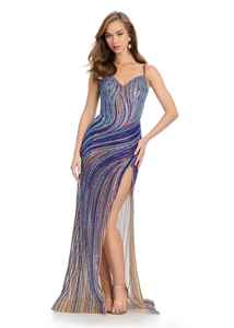 Robe de cocktail de fête antistatique avec conception symétrique taille perlée avant A-ligne Maxi longueur fente latérale respirante pour les événements - Product Image 5