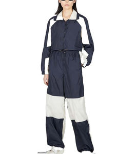 Conjunto deportivo de dos piezas para mujer, estilo informal, holgado, para correr al aire libre, con puños elásticos, cortavientos, para entrenamiento. - Product Image 1