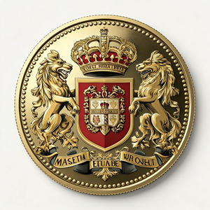 Moneta Commemorativa Premium in Lega di Zinco Smaltata con Design Corona Reale e Leone, Moneta d'Onore da Collezione, Fornitura Diretta dalla Fabbrica - Product Image 1