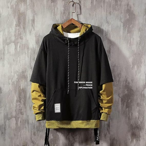Sudadera con capucha Colorblock de moda para hombres y mujeres, sudadera HipHop Unisex con estilo, diseño único, bolsillo de canguro de algodón suave - Product Image 1