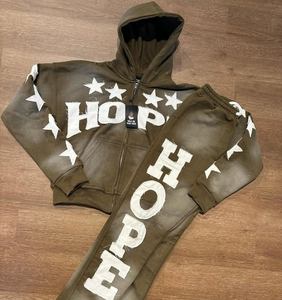 ชุดวิ่งผู้ชายวินเทจแบบมีฮู้ดซิปเต็มชุดวิ่งโลโก้ซักได้สำหรับพิมพ์พัฟระบายอากาศได้ดีชุดวอร์มฤดูหนาว - Product Image 3