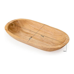 Bol ovale en bois de teck salade chips Fruits noix Table basse plateau décoratif utilisation polyvalente servant affichage stockage fête - Product Image 2