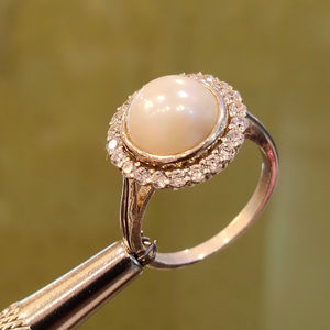 Anillo de perlas de Plata de Ley 925 con Halo de circón, joyería elegante para mujer, todos los tamaños - Product Image 1